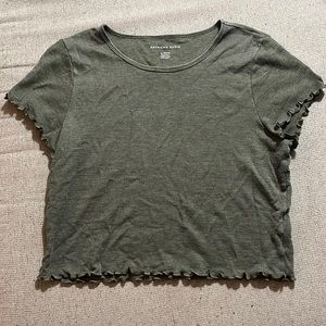 American Eagle Cropped Waffle Shirt